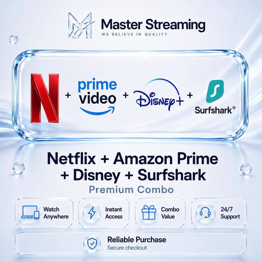 All-in-One Stream & Shield (Netflix + Prime + Disney + Surfshark)